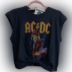 Daydreamer AC DC Tie Front T Shirt -Size M